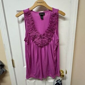 Lane Bryant Purple Ruffled Tank Top